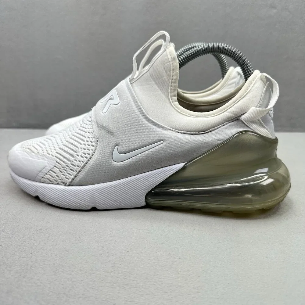 Womens 8 / 6.5Y Nike Air‎ Max 270 Extreme Shoes White / Silver Slip-On Athletic